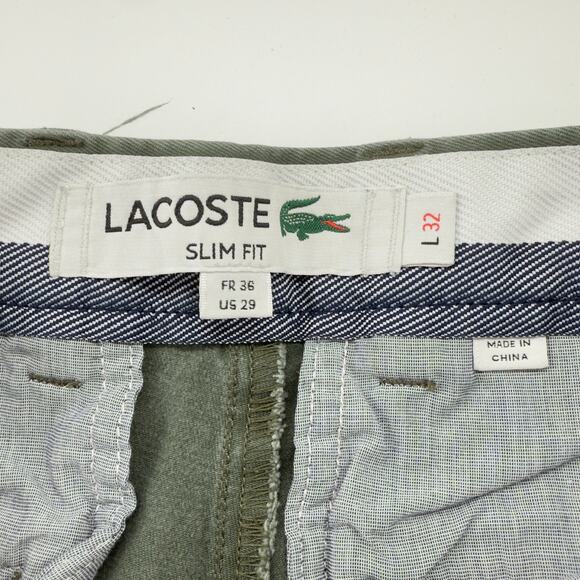 Lacoste Slim Fit Chino Pants Green Men’s Size 29x30 Stretch Cotton - Picture 3 of 5